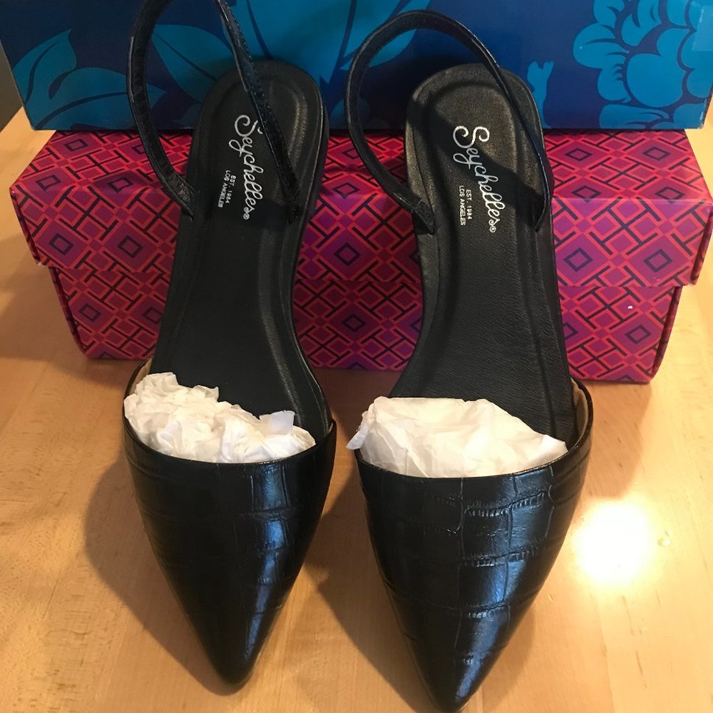 Seychelles Women's Haunt Pointed Toe Black Leather Flats Size 6 *Brand New*